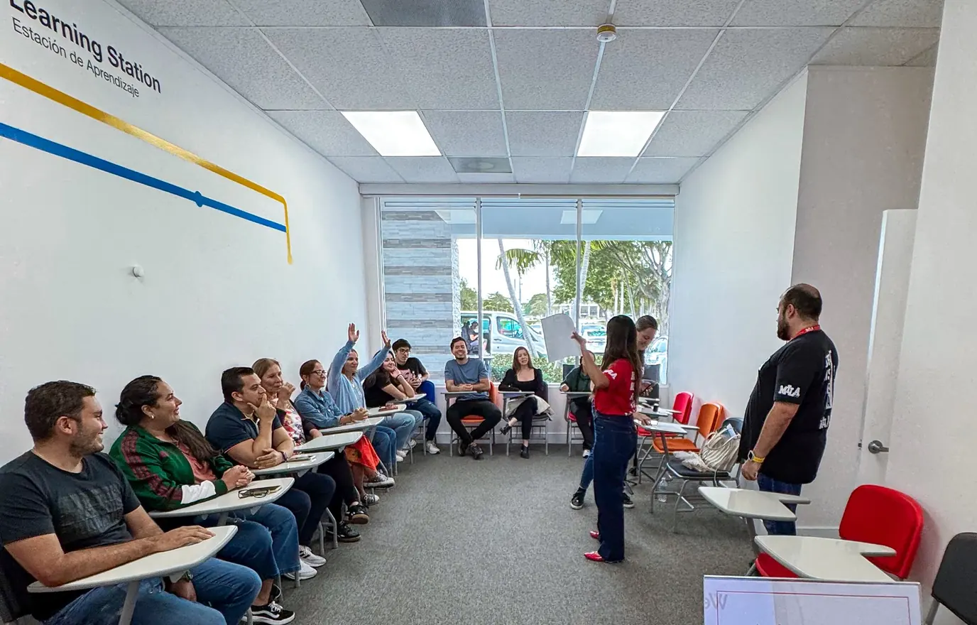 MILA Talks session with students in a classroom